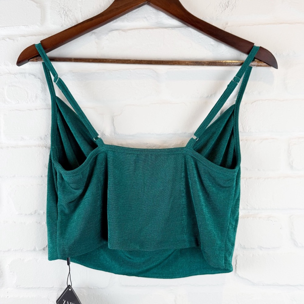 Emerald Green Zaful crop tank top Size 10 NEW - Picture 5 of 6